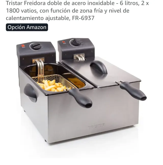 Freidora doble acero inox Tristar 6L
