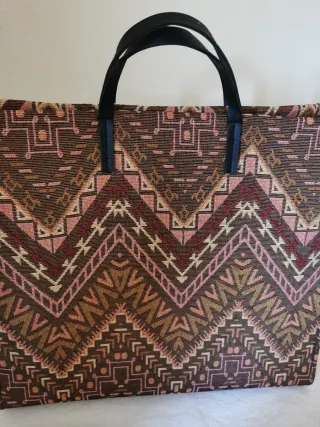 Borsa tote bag fantasia con tasche