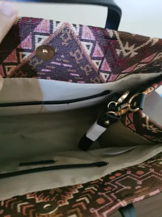 Borsa tote bag fantasia con tasche