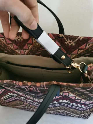 Borsa tote bag fantasia con tasche