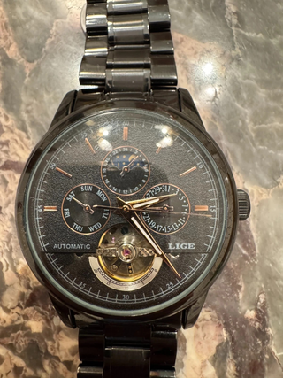 Orologio Lige Automatico Nero Oro