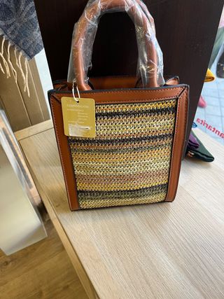 Bolsito de rafia multicolor