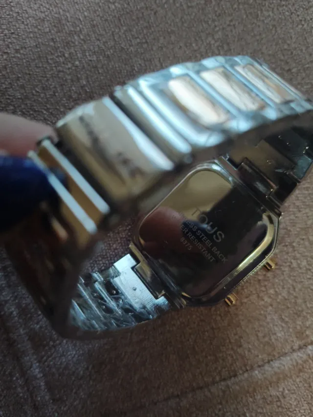 Reloj Tous Digital Oso Plata y Oro Rosado.