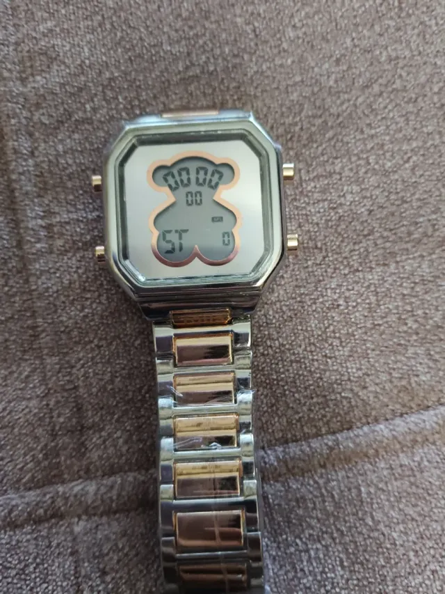 Reloj Tous Digital Oso Plata y Oro Rosado.