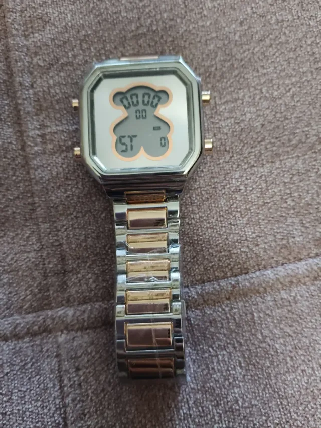 Reloj Tous Digital Oso Plata y Oro Rosado.