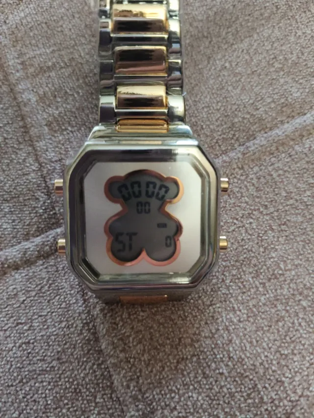 Reloj Tous Digital Oso Plata y Oro Rosado.