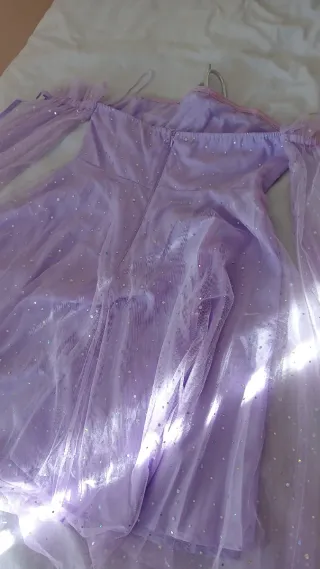 Vestido fiesta morado lentejuelas talla S