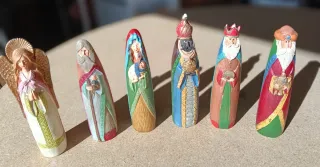 Belén 6 figuras imitación madera