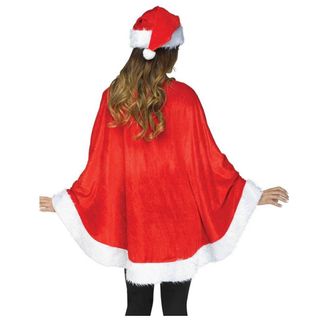 Traje Navidad Poncho, Gorro y Medias Mujer Adulta