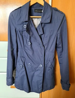 Gabardina Stradivarius Azul Talla S