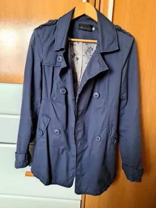 Gabardina Stradivarius Azul Talla S