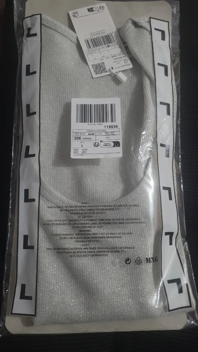 Top fiesta plateado Talla L