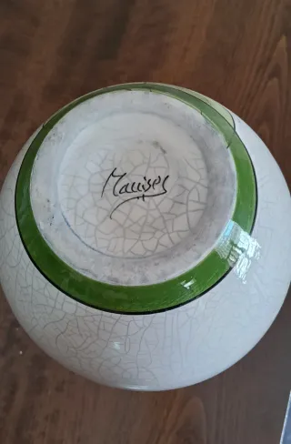 Jarrón de Manises Cerámica Blanco y Verde