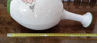 Jarrón de Manises Cerámica Blanco y Verde