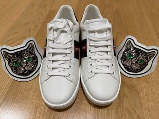 Zapatillas Gucci Blancas con Adornos de Gato