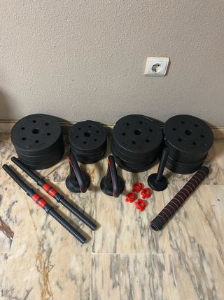 Discos de pesas y accesorios para gimnasio