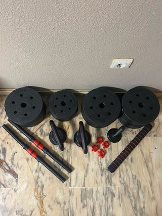 Discos de pesas y accesorios para gimnasio