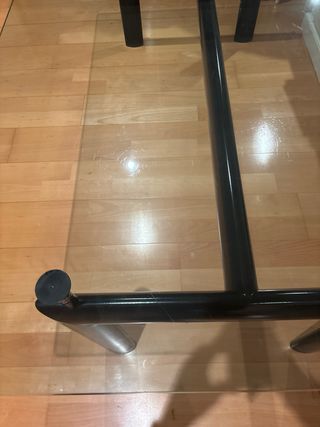 Mesa de cristal grande negra