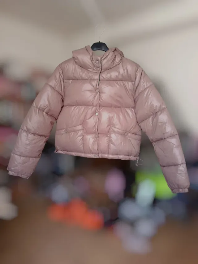 Chaqueta acolchada marrón chocolate  y verde