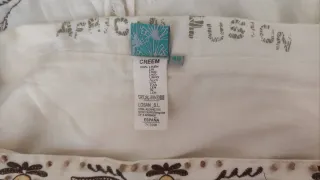 Falda Lino 100% Talla 44 Bordada