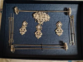 Aderezo Fallera niña Plata y Perlas