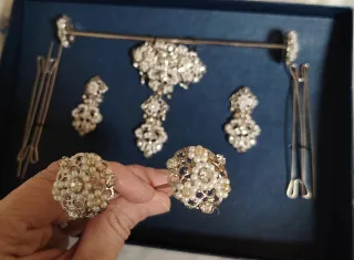 Aderezo Fallera niña Plata y Perlas