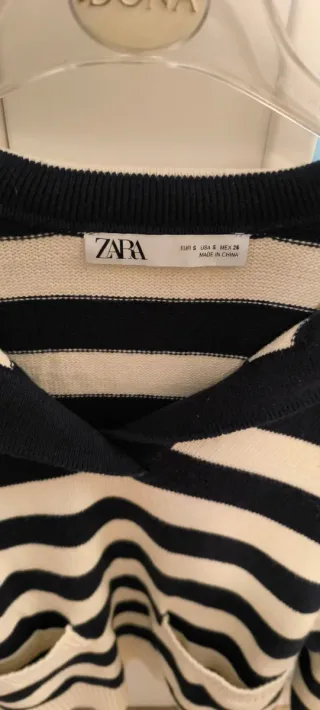 Jersey Zara Rayas Azul Marino y Blanco