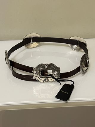 Cintura Pinko fibbia western argento