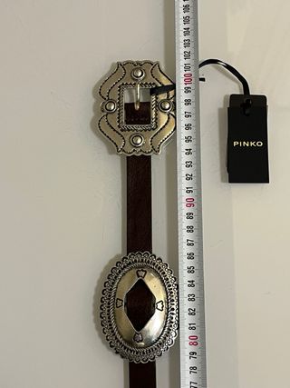 Cintura Pinko fibbia western argento