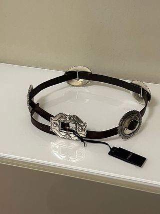 Cintura Pinko fibbia western argento