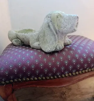 Sgabello vintage tessuto e legno