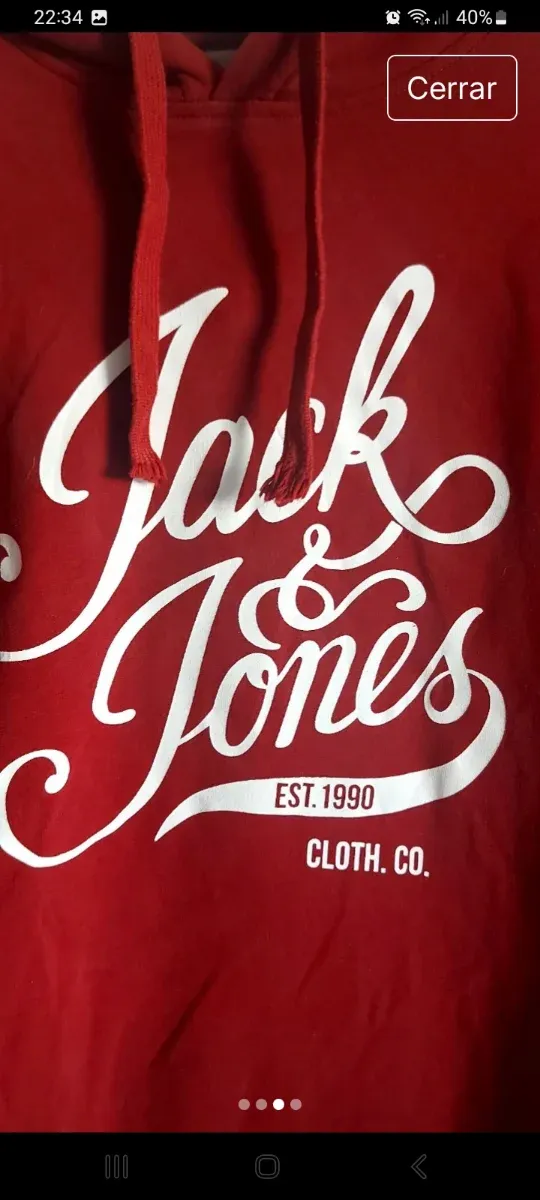 Sudadera Jack & Jones Talla M color Burdeos.