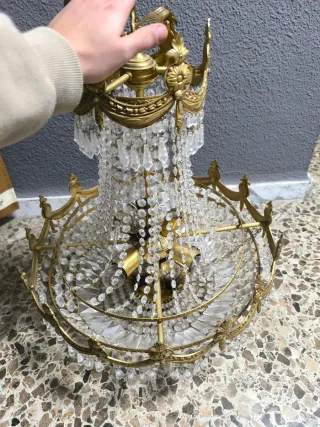 Lámpara araña Imperio latón y cristal