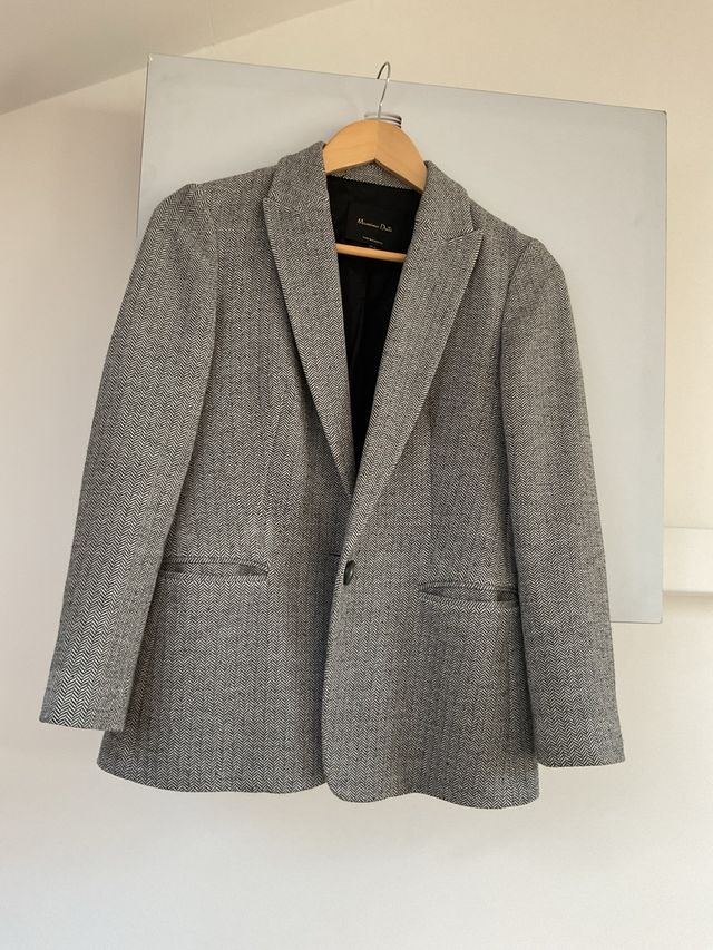 Americana Massimo Dutti Gris Mujer