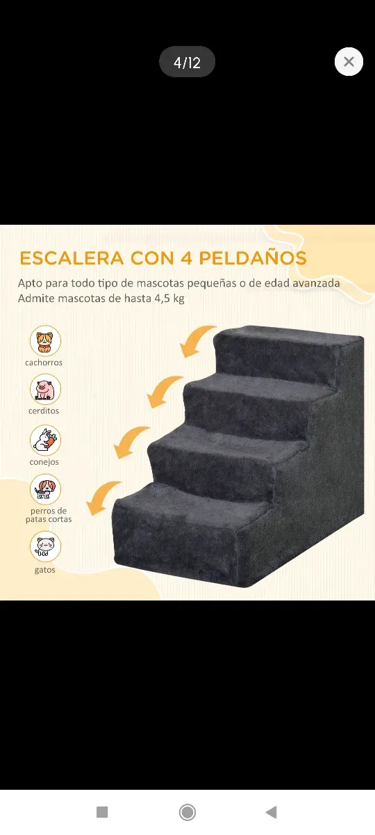Escalera para perros gris