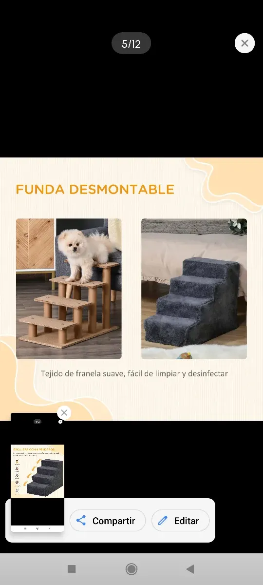 Escalera para perros gris
