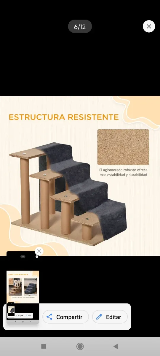 Escalera para perros gris