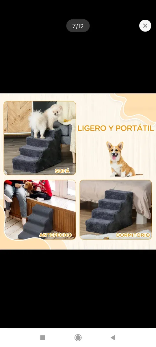 Escalera para perros gris