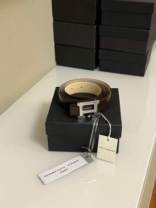 Cintura Daniele Alessandrini Pelle Marrone Fibbia