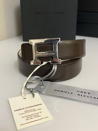 Cintura Daniele Alessandrini Pelle Marrone Fibbia