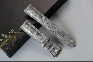 Correa reloj de piel de avestruz gris 21/18
