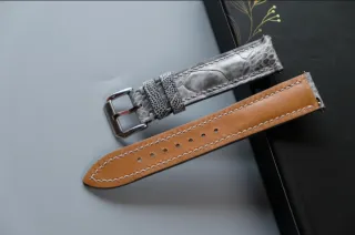 Correa reloj de piel de avestruz gris 21/18