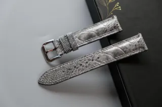 Correa reloj de piel de avestruz gris 21/18