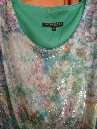 Vestido fiesta lentejuelas y flecos