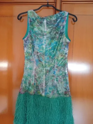 Vestido fiesta lentejuelas y flecos