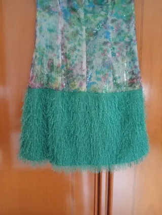 Vestido fiesta lentejuelas y flecos