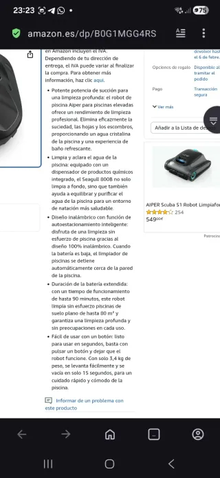Robot Limpiafondos Piscina Aiper NUEVO