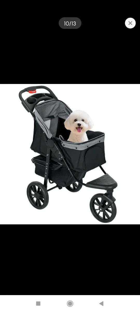 Carrito para perros negro y gris