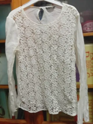 Camisa blanca encaje M