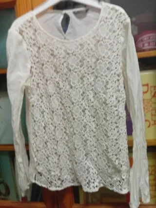 Camisa blanca encaje M